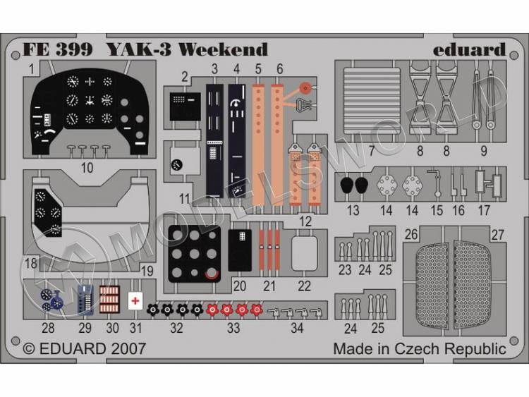Фототравление для модели Yak-3 кабина, Eduard. Масштаб 1:48 - фото 1