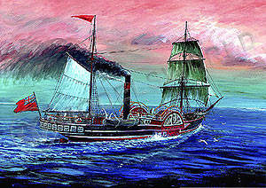 Склеиваемая пластиковая модель Колесный пароход "Сириус". Масштаб 1:100 - фото 1