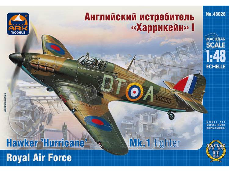 Склеиваемая пластиковая модель Английский истребитель "Харрикейн" I. Масштаб 1:48 - фото 1