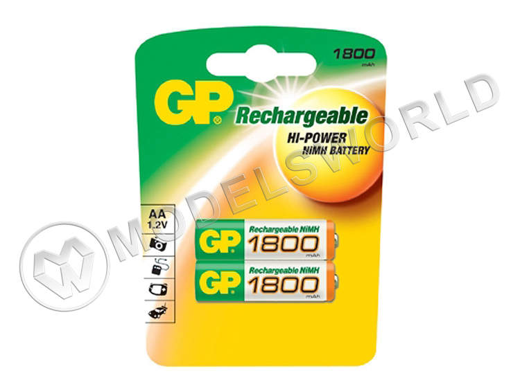 Аккумулятор GP Ni-Mh R-06 AA 1800 mAh, 2 шт - фото 1