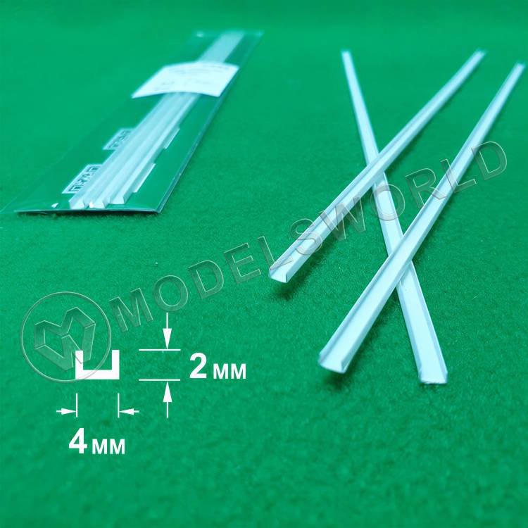 ABS пластик швеллер 4х2 мм, длина 250 мм, 3 шт - фото 1