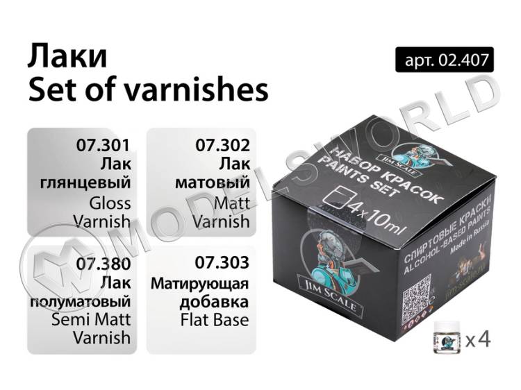 Набор спиртовых лаков Jim Scale Набор спиртовых лаков Jim Scale - фото 1