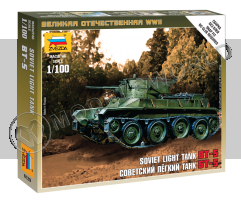 Склеиваемая пластиковая модель Советский легкий танк БТ-5. Масштаб 1:100