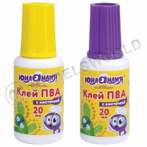 Клей ПВА с кисточкой, ЮНЛАНДИЯ, 20г. - фото 1