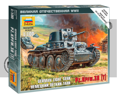 Немецкий легкий танк PZ.KPFW.38 (T). Масштаб 1:100