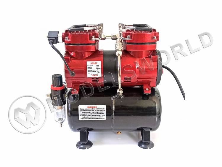 Компрессор JAS 1226, с регулятором давления, автоматика, два режима работы, ресивер, два цилиндра - фото 1