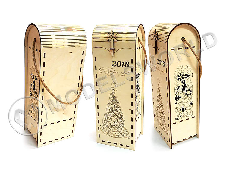 Подарочная коробка для шампанского с верёвкой - фото 1
