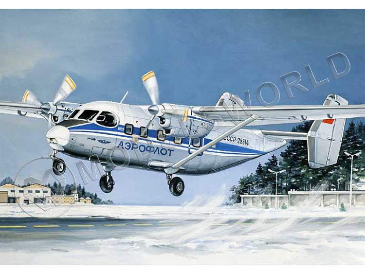 Склеиваемая пластиковая модель пассажирского самолёта Ан-28 Аэрофлот. Масштаб 1:144 - фото 1