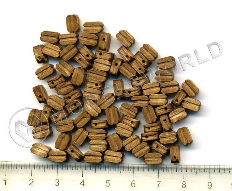 Блок одношкивный, орех, 7 мм, 10 шт Блок одношкивный, орех, 7 мм, 10 шт - фото 1