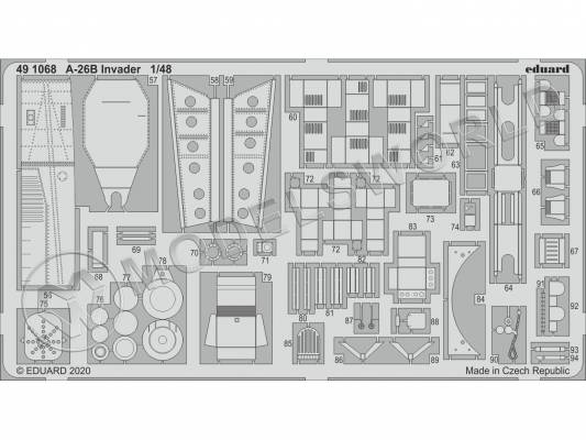 Фототравление для модели A-26B Invader, ICM. Масштаб 1:48