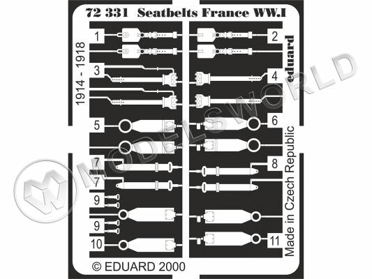 Фототравление Ремни безопасности Франция WWI. Масштаб 1:72