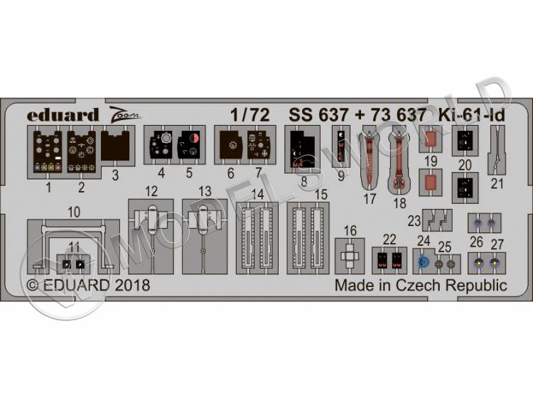 Фототравление для модели Ki-61-Id, Tamiya. Масштаб 1:72 - фото 1