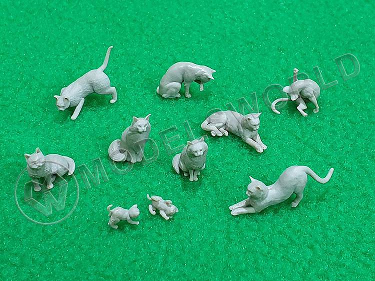 Набор фигурок "кошки", 10 шт. Масштаб 1:35 - фото 1
