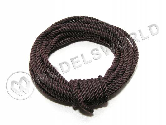 Снасть такелажная коричневая три стреньги, 90 нитей, d=2.5 мм, 3 м