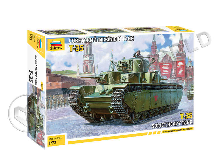 Склеиваемая пластиковая модель Советский тяжелый танк Т-35. Масштаб 1:72 - фото 1