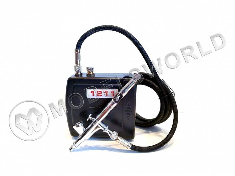 Набор для аэрографии JAS 1282 - компрессор 1211, аэрограф 1116, шланг - фото 1