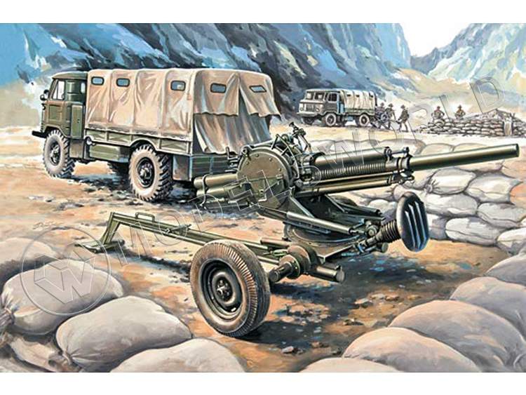Склеиваемая пластиковая модель 82-мм миномет 2Б9 «Василек» с транспортной машиной 2Ф54. Масштаб 1:35 - фото 1