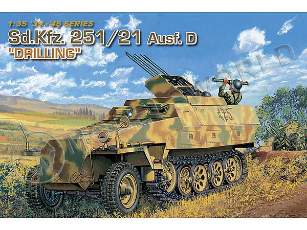 Склеиваемая пластиковая модель Немецкий бронетранспортер Sd.Kfz. 251/21 Drilling. Масштаб 1:35 - фото 1