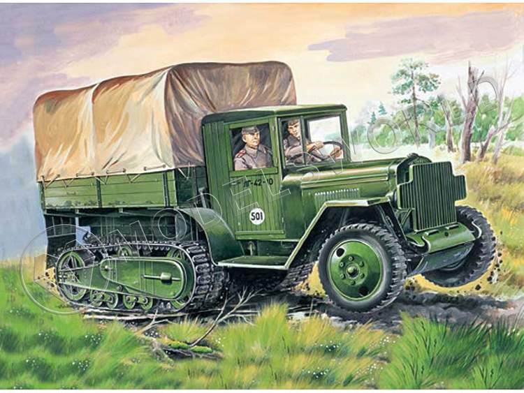 Склеиваемая пластиковая модель Полугусеничный грузовик ЗиС-42. Масштаб 1:35 - фото 1