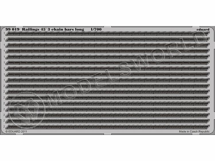 Фототравление 3-х леерное цепное ограждение под углом 45´ длинное. Масштаб 1:700 - фото 1