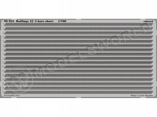 Фототравление 3-х леерное ограждение под углом 45´ короткое. Масштаб 1:700