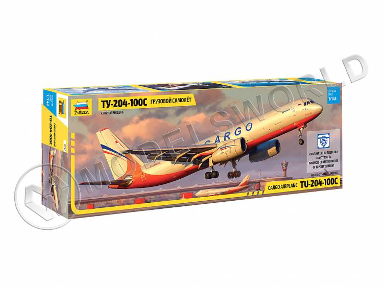 Склеиваемая пластиковая модель Грузовой самолет нового поколения Ту-204-100С. Масштаб 1:144 - фото 1