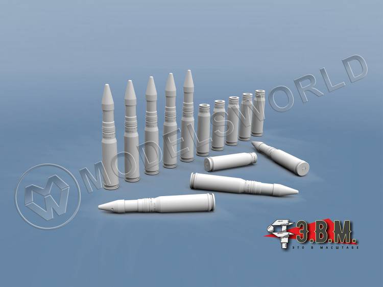 Снаряды и гильзы 30 мм бронебойные. Масштаб 1:35 - фото 1