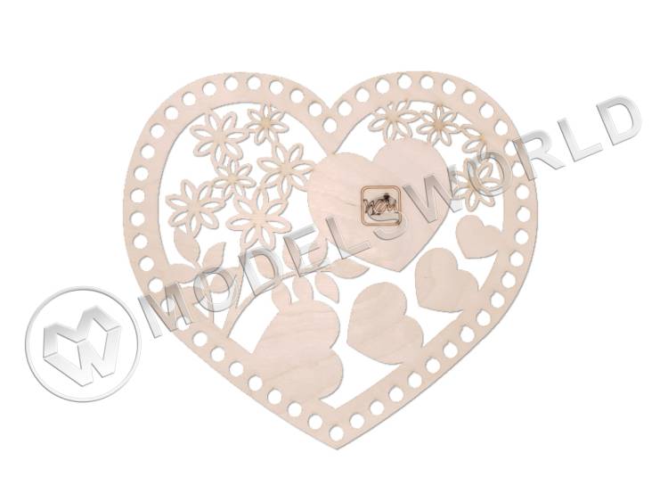 Деревянное резное донышко для корзин "сердце", 208x189 мм - фото 1