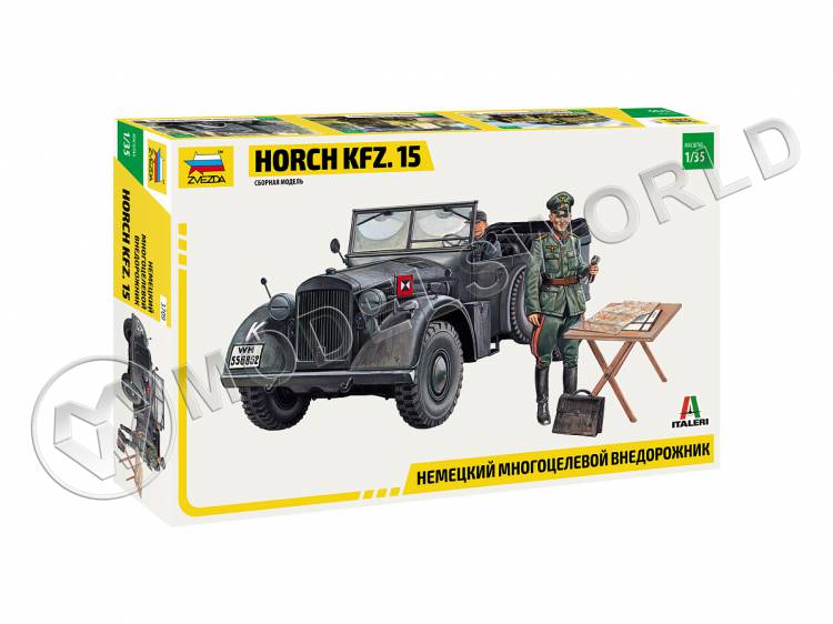 Склеиваемая пластиковая модель Немецкий многоцелевой внедорожник HORCH KFZ. 15. Масштаб 1:35 Склеиваемая пластиковая модель Немецкий многоцелевой внедорожник HORCH KFZ. 15. Масштаб 1:35 - фото 1