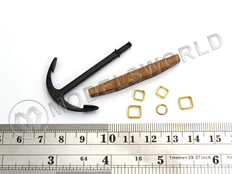 Якорь до 18-го века, металл и дерево, 50 мм - фото 1