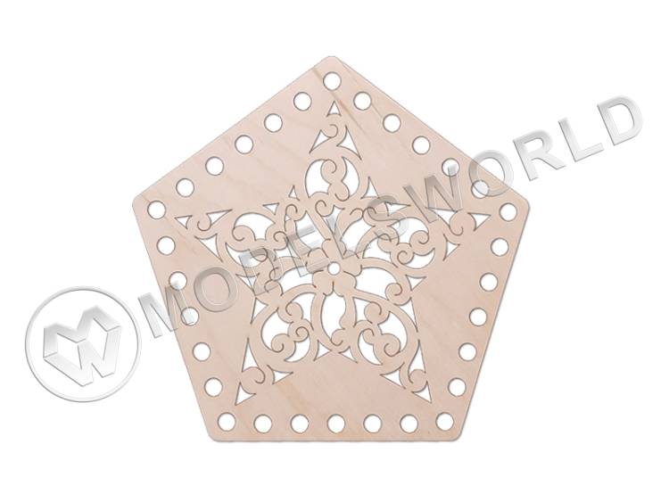 Деревянное резное донышко для корзин пятиугольное, 180х171 мм - фото 1