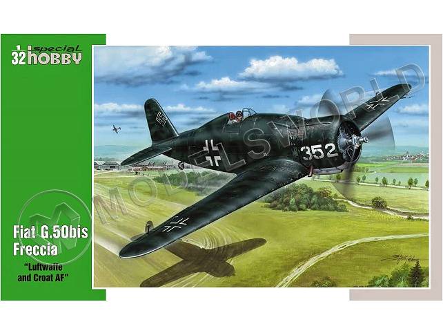 Склеиваемая пластиковая модель Итальянский истребитель Fiat G.50bis "Luftwaffe and Croatian AF". Масштаб 1:32 Склеиваемая пластиковая модель Итальянский истребитель Fiat G.50bis "Luftwaffe and Croatian AF". Масштаб 1:32 - фото 1