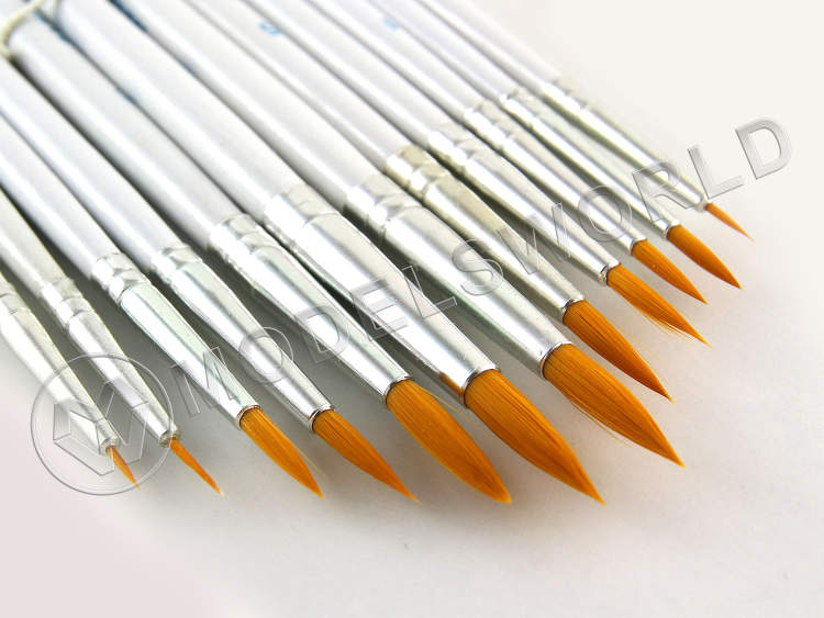 Набор кистей JAS из синтетического волоса, круглые, 12 шт (№ 0000, 000, 00, 0, 1, 2, 3, 4, 5, 6, 7, 8) - фото 1