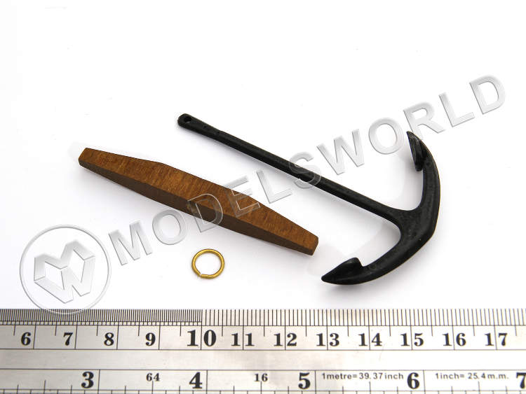 Якорь до 18-го века, металл и дерево, 75 мм - фото 1