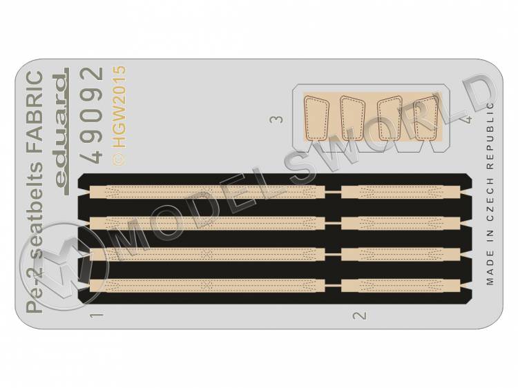 Фототравление ремни безопасности FABRIC для модели Пе-2, Звезда. Масштаб 1:48 - фото 1