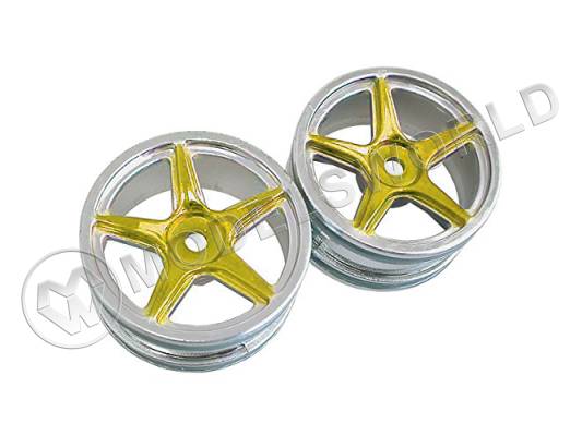 Колесные диски 5 спиц, 26 мм, желтые, 2 шт