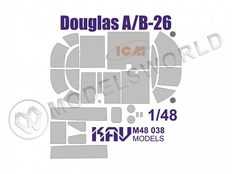 Окрасочная маска на самолет Douglas A/B-26, ICM. Масштаб 1:48 - фото 1