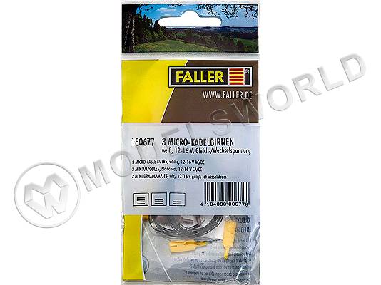 Лампа с микрокабелем FALLER, белая, 3 шт - фото 1