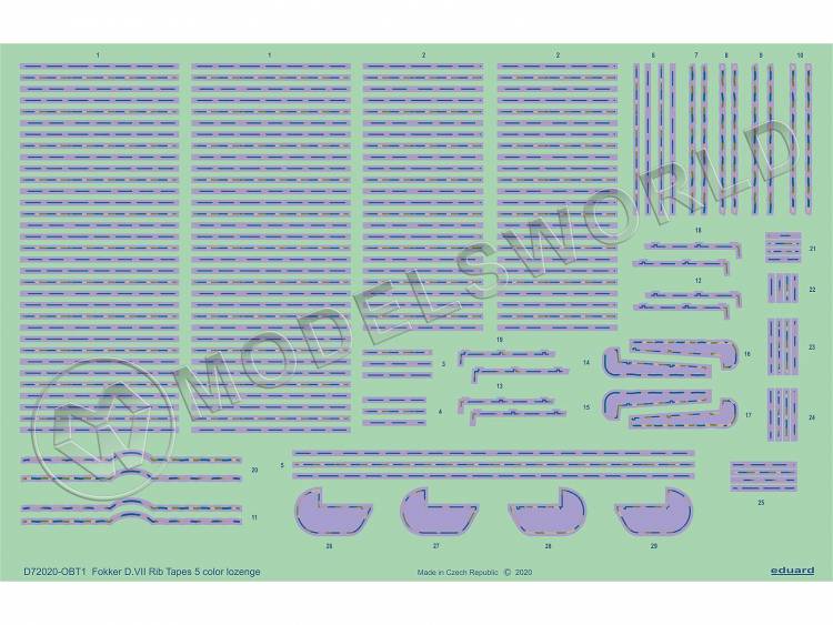 Декаль Fokker D. VII 5-цветные ромбы, EDUARD. Масштаб 1:72 - фото 1