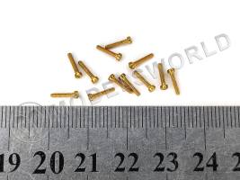 Винтик латунный 1х6.4 мм с плоской головкой, 12 шт