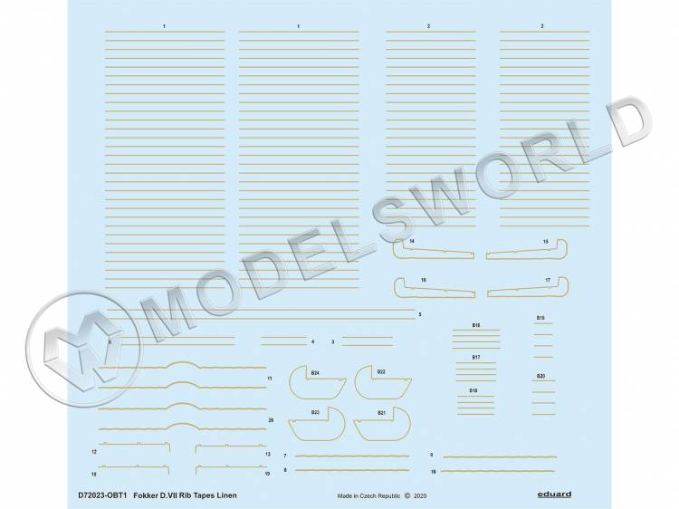 Декаль Fokker D. VII бежевые полосы, EDUARD. Масштаб 1:72 - фото 1