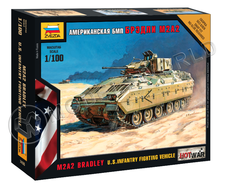 Склеиваемая пластиковая модель Американский БМП "Брэдли" М2А2. Масштаб 1:100 - фото 1