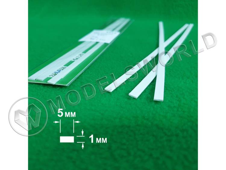 ABS пластик полоса 1х5 мм, длина 250 мм, 3 шт - фото 1