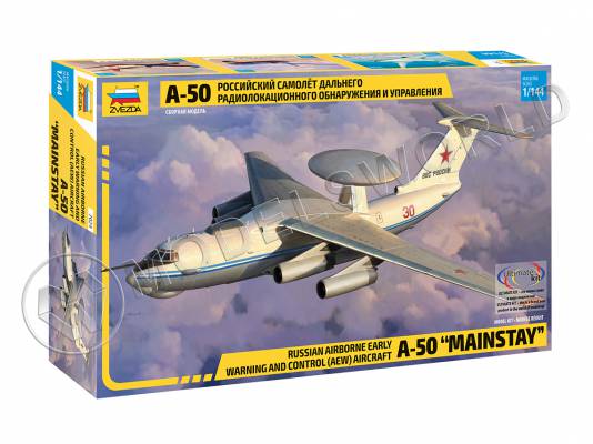 Склеиваемая пластиковая модель Российский самолет дальнего радиолокационного обнаружения А-50. Масштаб 1:144