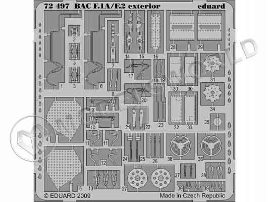 Фототравление экстерьер для модели BAC Lightning F.1A/F.2, Trumpeter. Масштаб 1:72