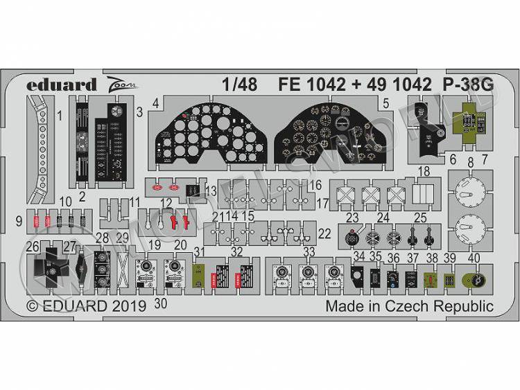 Фототравление кабина для модели P-38G, Tamiya. Масштаб 1:48 - фото 1