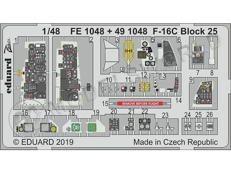Фототравление для модели F-16C Block 25 кабина, Tamiya. Масштаб 1:48 - фото 1