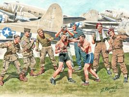 Фигуры британских и американских десантников. Дружеский матч по боксу. II МВ. Масштаб 1:35