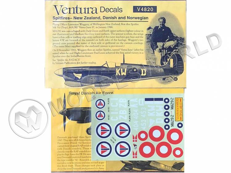 Декаль Spitfire New Zealand, Danish and Norwegian. Масштаб 1:48 - фото 1