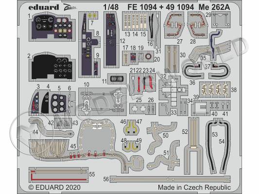 Фототравление для модели Me 262A кабина, Hobby Boss. Масштаб 1:48